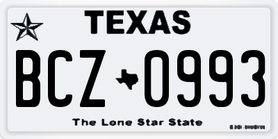 TX license plate BCZ0993