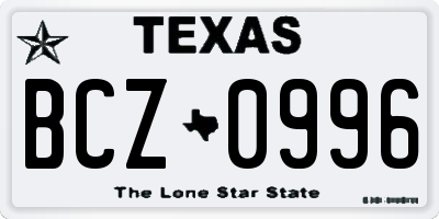 TX license plate BCZ0996