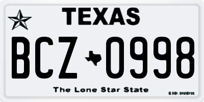 TX license plate BCZ0998
