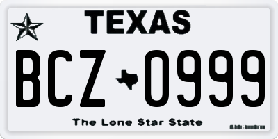 TX license plate BCZ0999