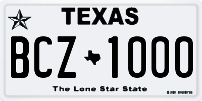 TX license plate BCZ1000
