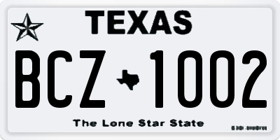 TX license plate BCZ1002