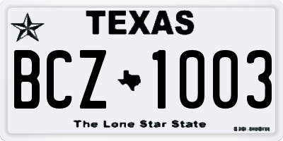 TX license plate BCZ1003
