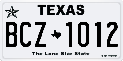 TX license plate BCZ1012