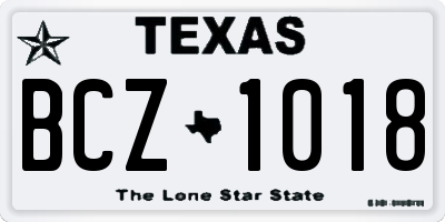 TX license plate BCZ1018
