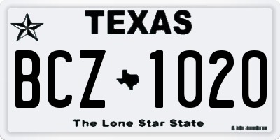 TX license plate BCZ1020
