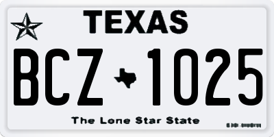 TX license plate BCZ1025