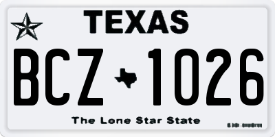 TX license plate BCZ1026
