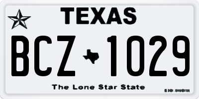 TX license plate BCZ1029
