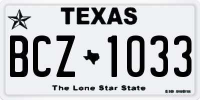TX license plate BCZ1033
