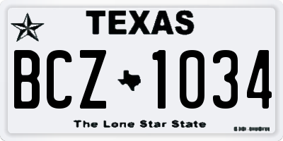 TX license plate BCZ1034