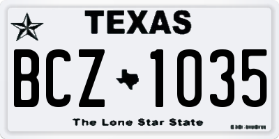 TX license plate BCZ1035