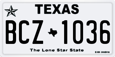 TX license plate BCZ1036