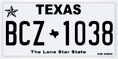 TX license plate BCZ1038
