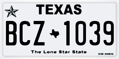 TX license plate BCZ1039