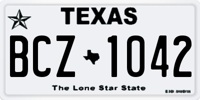 TX license plate BCZ1042