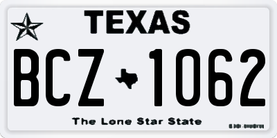 TX license plate BCZ1062