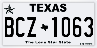 TX license plate BCZ1063