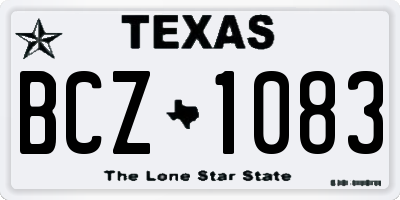 TX license plate BCZ1083