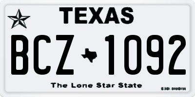 TX license plate BCZ1092