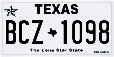 TX license plate BCZ1098