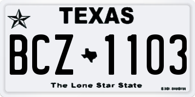 TX license plate BCZ1103