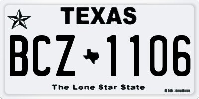 TX license plate BCZ1106