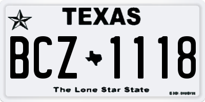 TX license plate BCZ1118