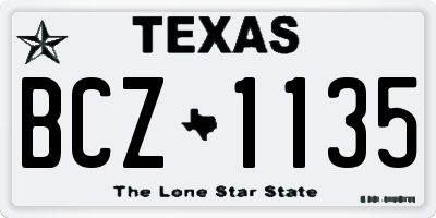 TX license plate BCZ1135