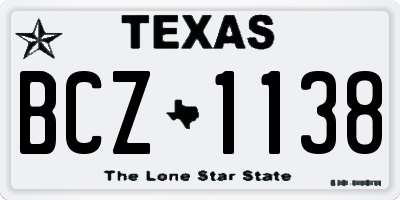 TX license plate BCZ1138