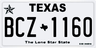 TX license plate BCZ1160