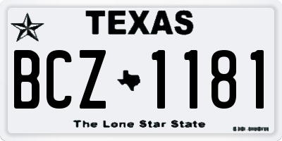 TX license plate BCZ1181