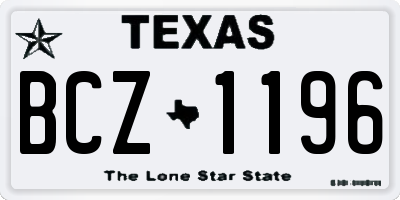 TX license plate BCZ1196