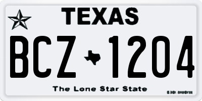 TX license plate BCZ1204