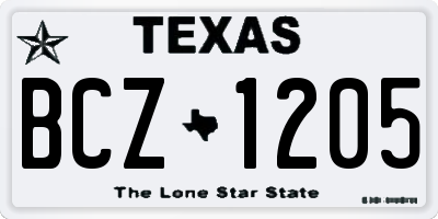 TX license plate BCZ1205