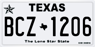 TX license plate BCZ1206