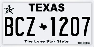 TX license plate BCZ1207