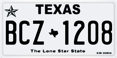 TX license plate BCZ1208