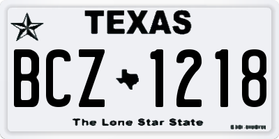 TX license plate BCZ1218