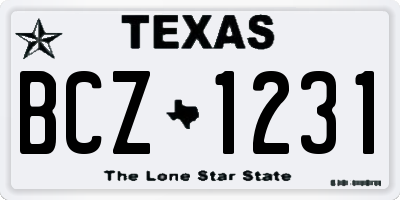 TX license plate BCZ1231