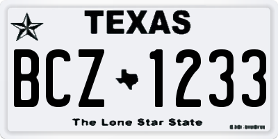 TX license plate BCZ1233