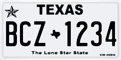 TX license plate BCZ1234