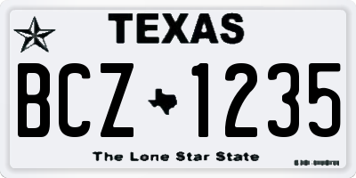 TX license plate BCZ1235
