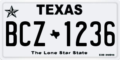 TX license plate BCZ1236