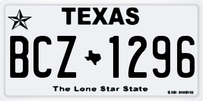 TX license plate BCZ1296