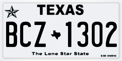 TX license plate BCZ1302