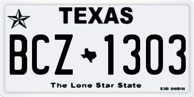 TX license plate BCZ1303