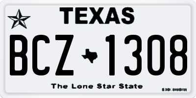 TX license plate BCZ1308