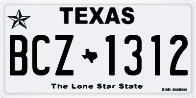TX license plate BCZ1312