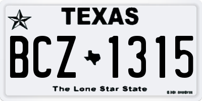 TX license plate BCZ1315
